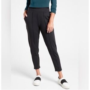 Athleta Venice Pintuck‎ Pants Black Women Medium Ankle Pull On Comfort